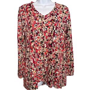 Cuddl Duds‎ Flexwear Womens Floral Print Long Sleeve Top Size M Cottagecore Boho